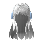 🍀Y2K Ponytail w Blue Headphones (White)