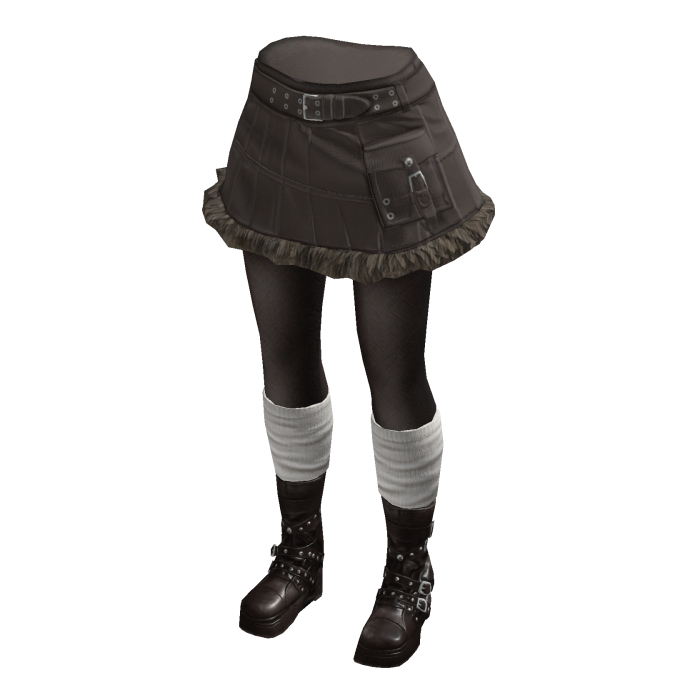 Belted Mini Skirt with Ruffle Hem (Dark Brown)