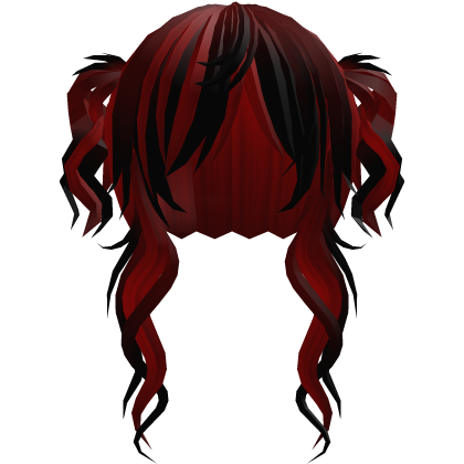 ‘’ (๑ — ‸ ҂)ゝcurly emo twin tails in red black Roblox item