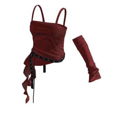 💗 Asy Drape Top w/ Single Sleeve _ Red thumbnail