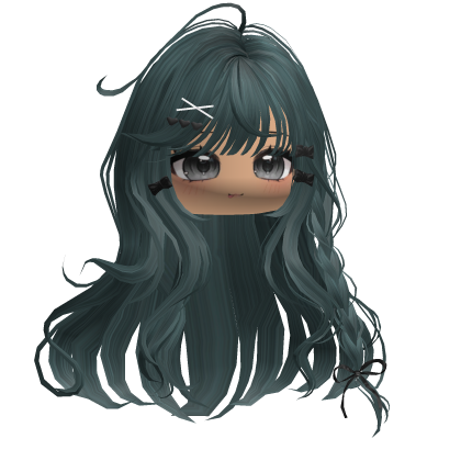 Shoujo Girl Braids w/ Bow Clips (Teal) Roblox item