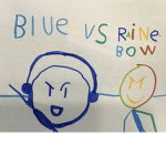 Blue stick man VS rainbow stick man