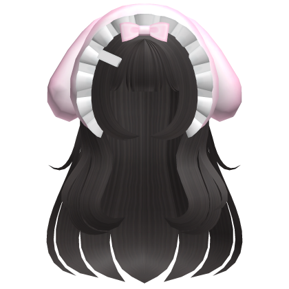 ♡ kawaii long brown hair w bunny hood