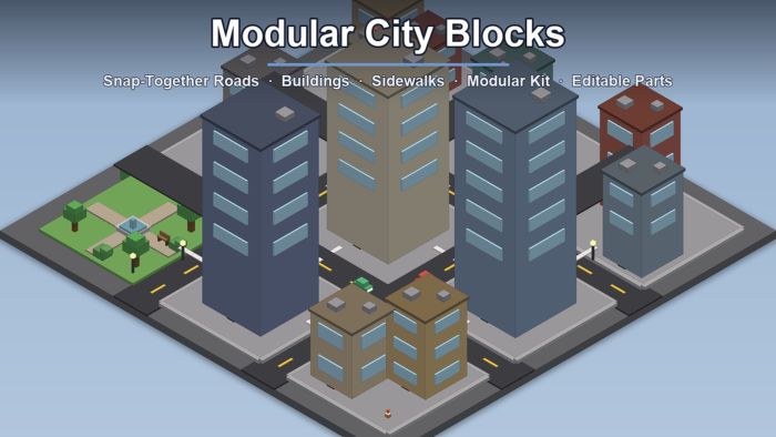 Low Poly Modular City Blocks Map Kit Roads preview 1