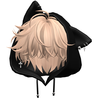 Blonde Messy Hair with Cat Hoodie