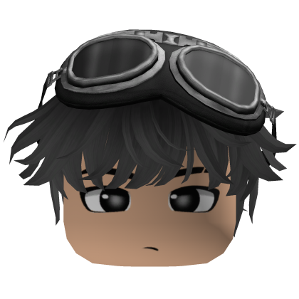 Charcoal Gray Messy Fluffy Hair w/ Y2K Goggles Roblox item