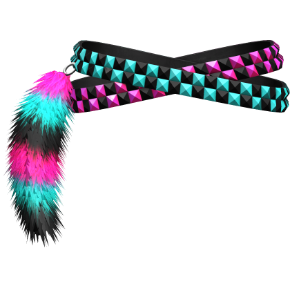 Teal Pink Studded Scene Belt Fur Keychain Left