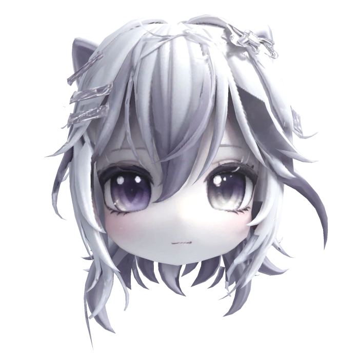 anime chibi girl head with cat ear Grey
