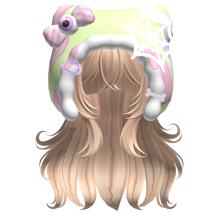 Kawaii Anime Hair w/ Pastel Goth Hood  (Blonde)