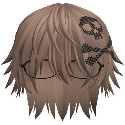 Emo Vkei Moe Boy Hair w Skull + Glasses Milktea