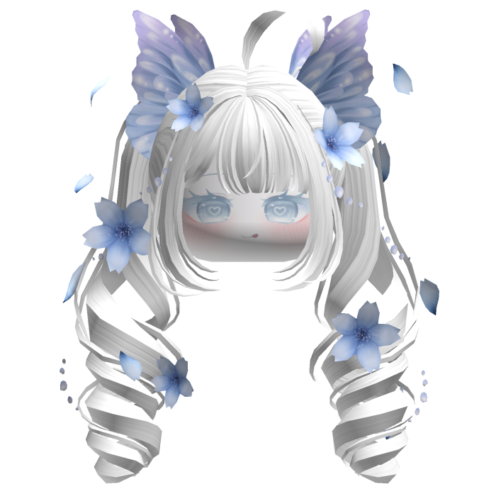 Mystical Sakura Petal Pigtails (White&Pink)