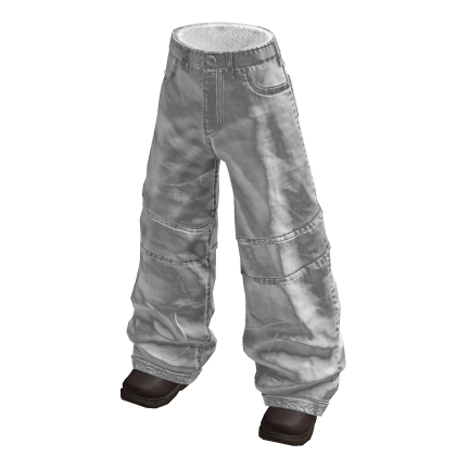 Baggy Cuffed Hem Pants (Light Grey)