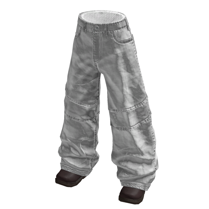Baggy Cuffed Hem Pants (Light Grey)