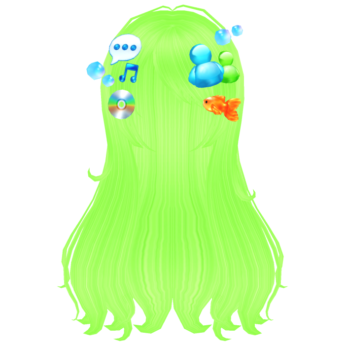 frutiger aero green wispy long flowy hair (NEON)