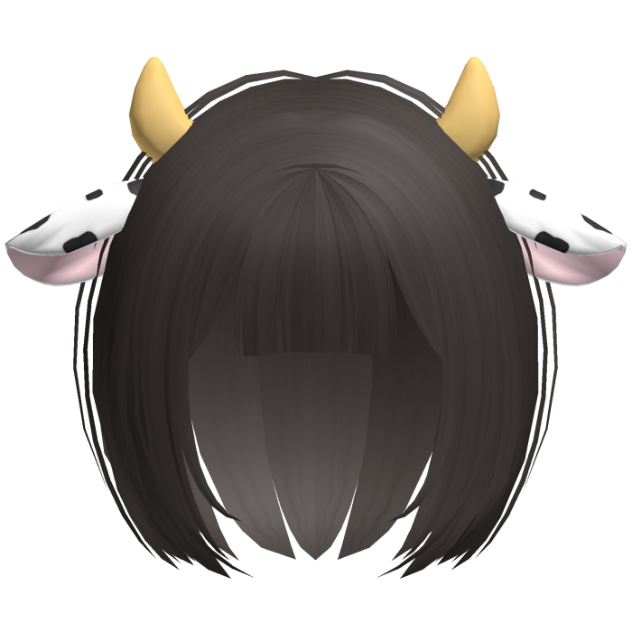 dark ash kawaii cow girl anime bob