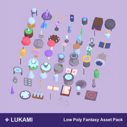 Low Poly Fantasy Asset Pack Magic Crystal x60