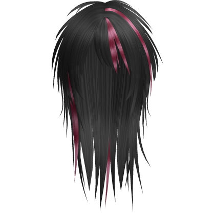 Black Messy Spikey Scene Emo Hair (Raccoon Pink) Roblox item