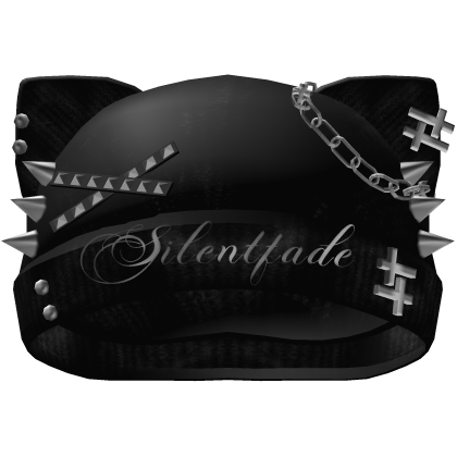 black spiky cat beanie w/ piercings chains & studs