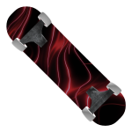 Neon Red and Black Laser Waves Skateboard