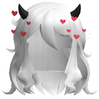Helltaker Modues White Hair w Hearts Roblox item