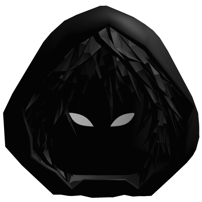 black Anime Hood with Messy Hair and glowing Eyes
