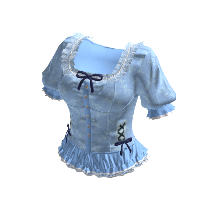 Coquette Lace Trim Peplum Top (Light Blue)