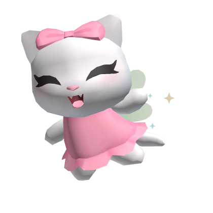 White Fairy Kitty with Pink Dress