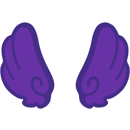 ♡ Cute Upward Glowing Angel Wings in Dark Purple