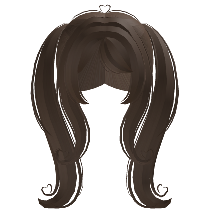 ♡ : kawaii long brown high pigtails w hearts