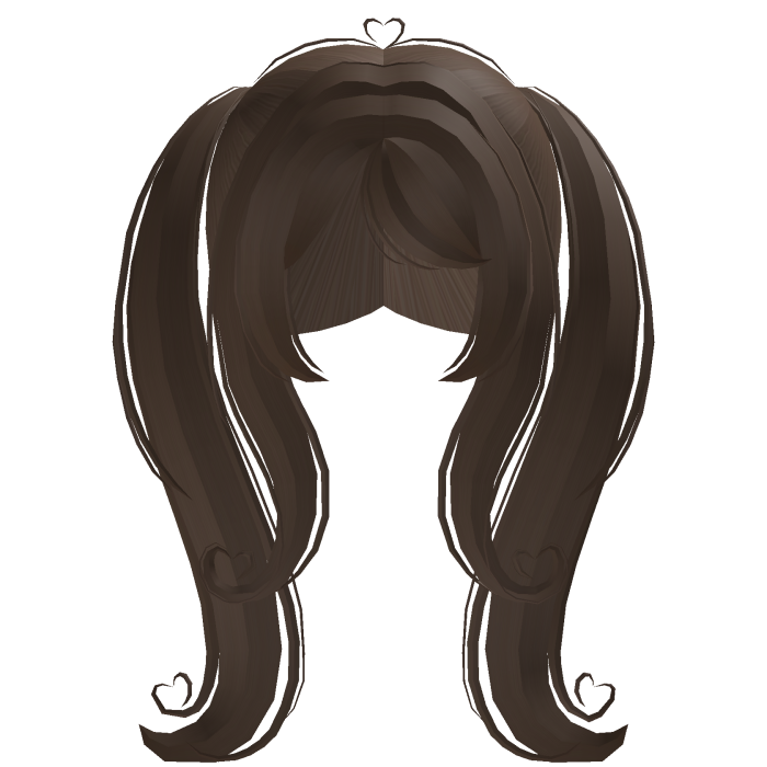 ♡ : kawaii long brown high pigtails w hearts