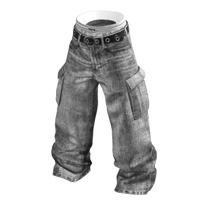 💗Y2K LAYERED DENIM CARGO PANTS_GREY