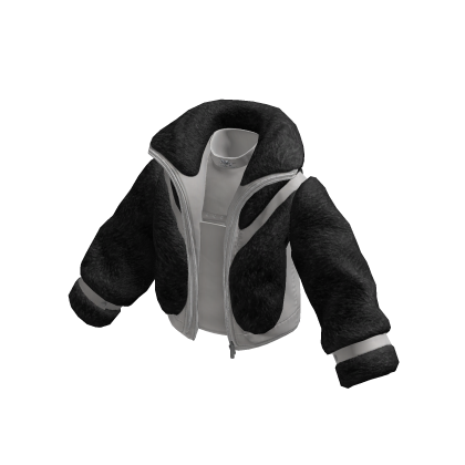 MJ - Fluffy Jacket Black White thumbnail
