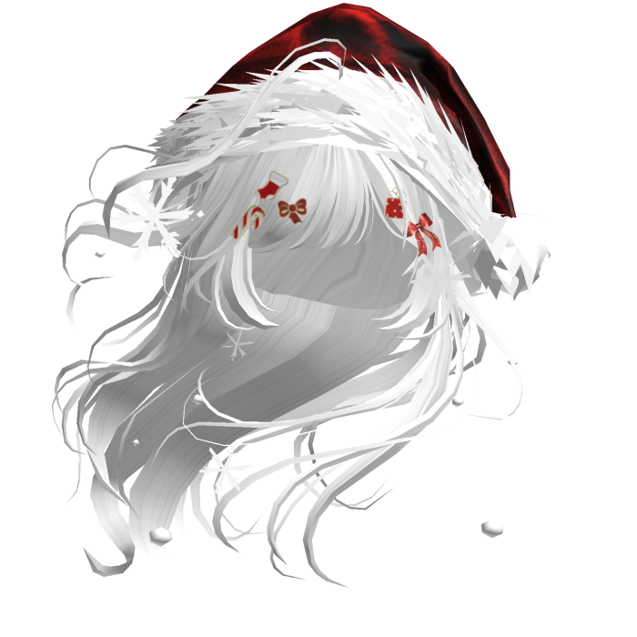 Lush Windy Hair w/Santa Hat (White)