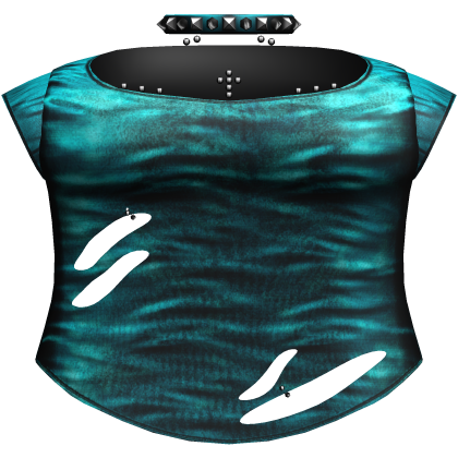 Emo Cyan Ripped Shirt /w Choker
