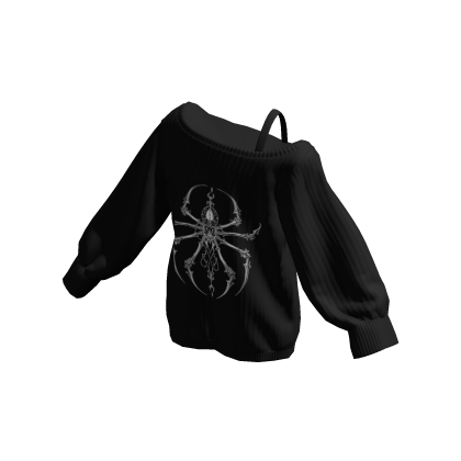 Y2K Spider Off Shoulder Oversized Sweater
