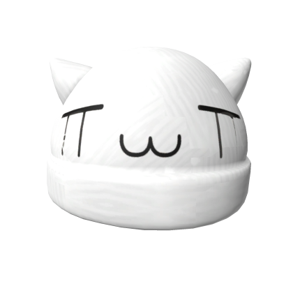 Kawaii crying cat beanie white