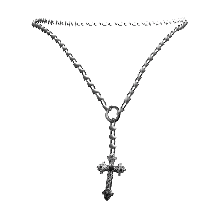 3.0 Emo Vkei Silver Beaded Cross Rosary 