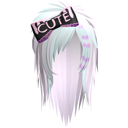Pastel Goth Creepycute Emo Bow Hair (Cyan&Lilac) Roblox item