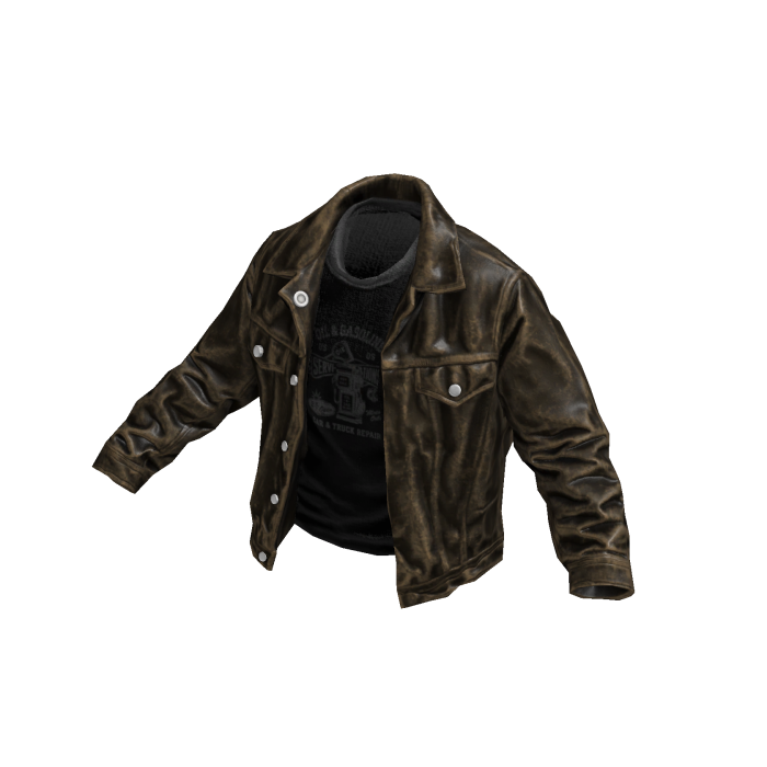 Brown Rockstar Jacket w/ Graphic Tee