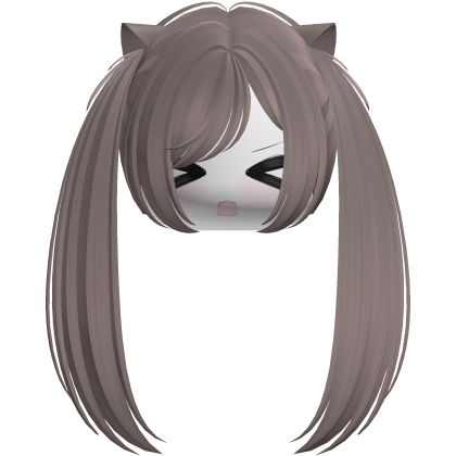 Kawaii Moe Brown Pigtails w Cat Ears