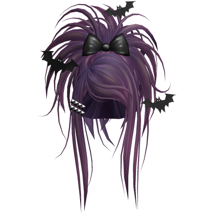 Gothic Bat Spiky Updo W/ Bow In Dark Purple Roblox item