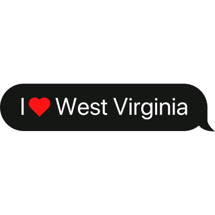 I heart West Virginia USA state text bubble thumbnail
