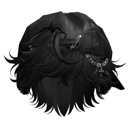 Black Messy Hair w/ Y2K Hat Headphones | Roblox Item - Rolimon's