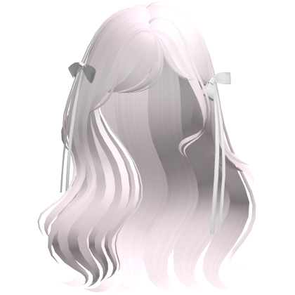 coquette wavy pink hair w/ white ribbons  Roblox item