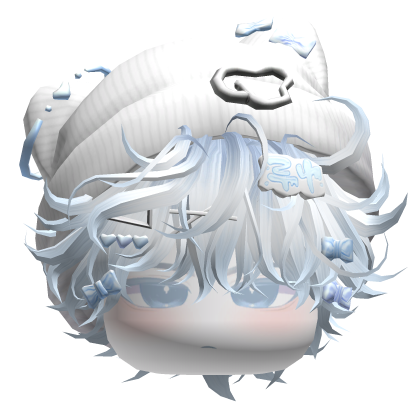 Messy Anime Hair w/ Cat Beanie (Light Blue) Roblox item