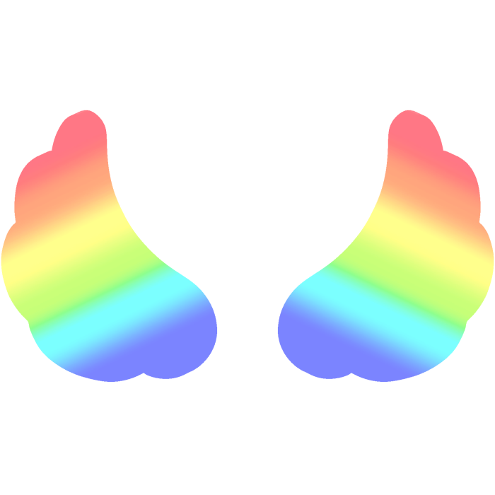 ♡ Cute Flared Glowing Angel Wings in Rainbow
