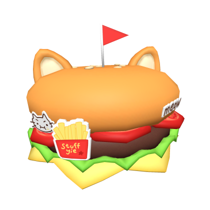 ♡ cutesy fast food silly kitty cheese burger hat
