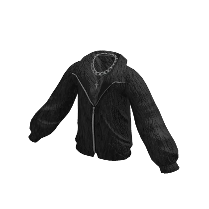 ✦ Y2K Fur Jacket w/ Cross Chain ✦ (Black) | Roblox Item - Rolimon's