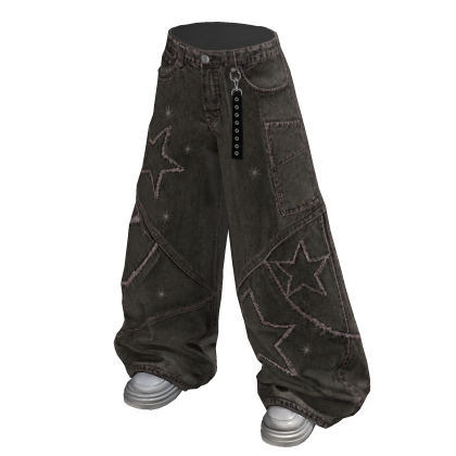 Baggy Pants with Star Outlines (Gray)