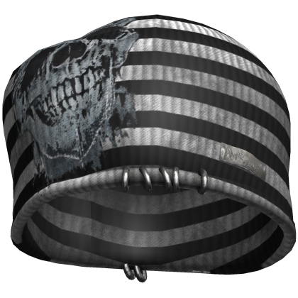 striped grunge skull beanie